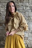 Nonni Gingham Poet Blouse Indian Yellow